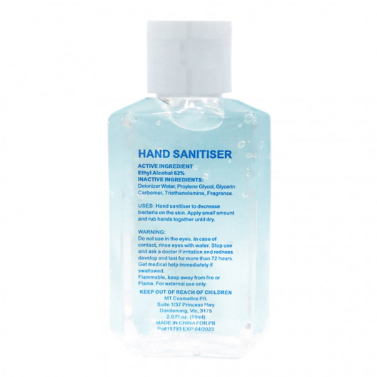 60mL Alcohol Hand Sanitisers Reverse